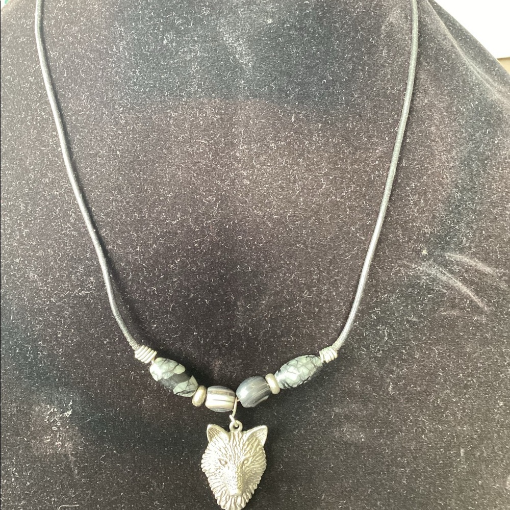 WJ 95 Signed Wolf Pendant necklace